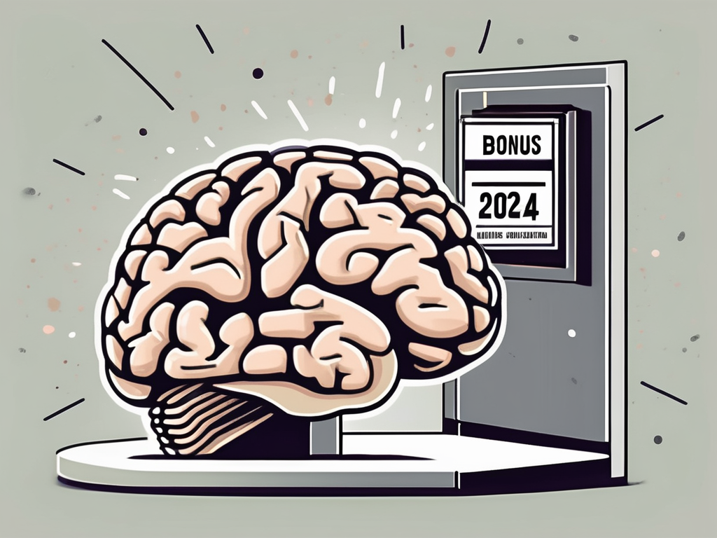 A symbolic brain with a ticket labeled "bonus psicologo 2024" being inserted into a slot